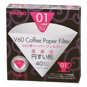 HARIO V60 PAPER FILTER 01 DRIPPER 40 SHEETS - BLEACHED
